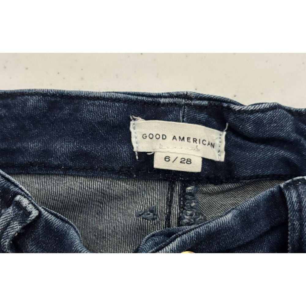 Good American Jeans Womens 6 28 Dark Wash Blue Denim Stretch Mid Rise GL873CET - Picture 4 of 9
